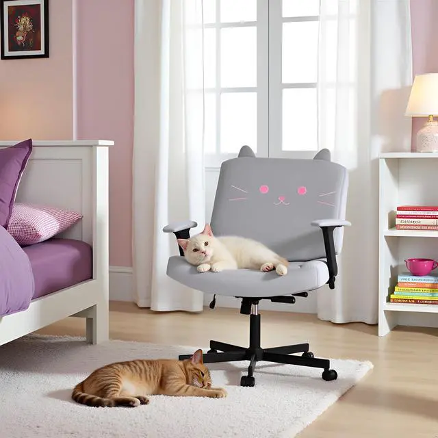 Alt view image 2 of 6 - Criss Cross Chair with Arms and Castors, Plus Size Cross Legged Office Chair with Extra Wide Seat&Flexible Back Cushion, Cute Comfy Desk Chairs for Home Office, Vanity, Gaming,Reading(Gray)