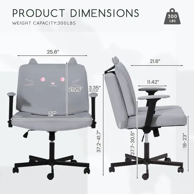 Alt view image 3 of 6 - Criss Cross Chair with Arms and Castors, Plus Size Cross Legged Office Chair with Extra Wide Seat&Flexible Back Cushion, Cute Comfy Desk Chairs for Home Office, Vanity, Gaming,Reading(Gray)