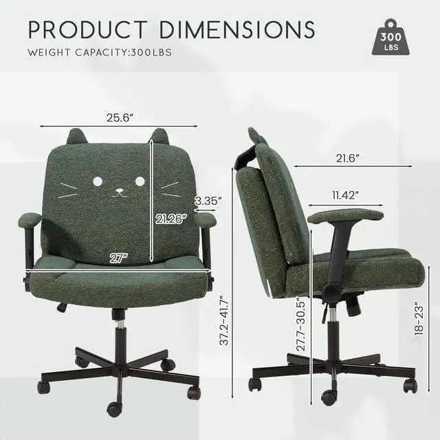 Alt view image 3 of 6 - Criss Cross Chair with Arms and Castors,Plus Size Cross Legged Office Chair with Extra Wide Seat&Flexible Back Cushion,Cute Comfy Desk Chairs for Home Office,Vanity,Reading(Christmas Green)