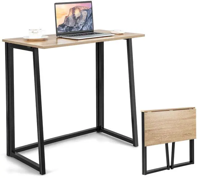 Main image of Folding Computer Desk, 31 Foldable Drop Leaf Laptop Desk, Writing Desk Study Desk for Small Space, Compact Computer Workstation for Home Office, No Assembly Required (Natural)