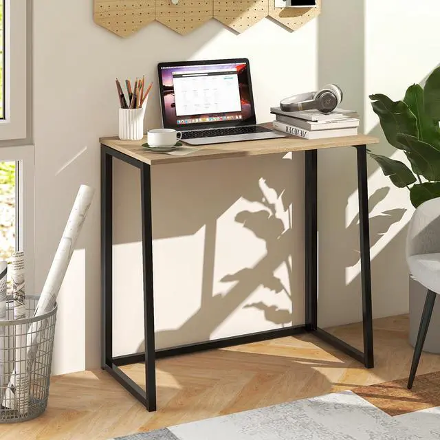 Alt view image 4 of 6 - Folding Computer Desk, 31 Foldable Drop Leaf Laptop Desk, Writing Desk Study Desk for Small Space, Compact Computer Workstation for Home Office, No Assembly Required (Natural)