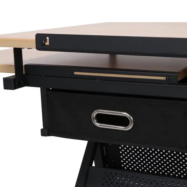 Alt view image 5 of 6 - Drafting Table Drawing Desk Reclining Tiltable Tabletop Bundle Set with Stool and 2 Storage Drawers Art Writing Reading Workstation for Office and Home