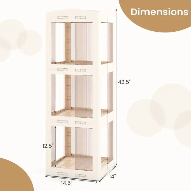 Alt view image 3 of 6 - Foldable Rotating Bookshelf, 3-Tier Spinning Bookcase w/Swivel Base, 360° Revolving Bookshelf Tower, Tall Corner Display Shelf, Translucent Storage Organizer for Living Room, Study