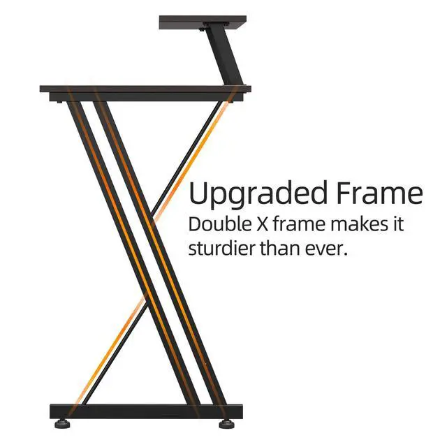 Alt view image 6 of 6 - L Shaped Computer Home Office Corner Desk for Multiple Screens and Monitors with Removable Stand, Easy Assembly, Black Walnut