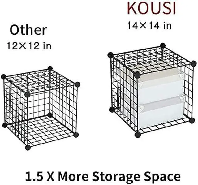 Alt view image 5 of 6 - 14"x14" Wire Cube Storage, Metal Grid Organizer, Modular Shelving Unit, Stackable Bookcase, Ideal for Living Room, Bedroom, Office, Garage (42" x 14" x 49")