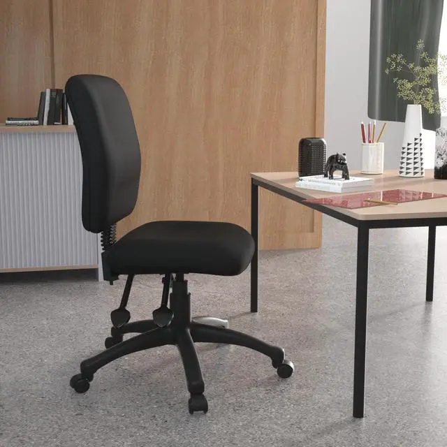 Alt view image 2 of 6 - Multi-Function Fabric Task Chair Without Arms in Black (B3035-BK)
