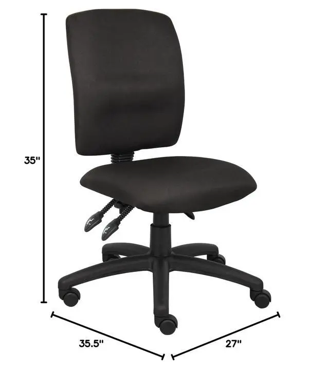 Alt view image 3 of 6 - Multi-Function Fabric Task Chair Without Arms in Black (B3035-BK)