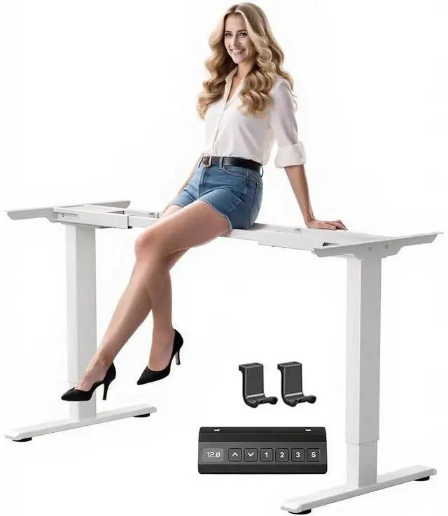 Main image of Dual Motor Standing Desk Frame with 330 lbs, Electric Adjustable Legs, Compatible Desktop Size 40-90, 3 Memory Height Settings Stand up Desks Frame Workstation, Black Frame Only