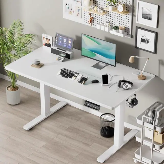 Alt view image 2 of 6 - Dual Motor Standing Desk Frame with 330 lbs, Electric Adjustable Legs, Compatible Desktop Size 40-90, 3 Memory Height Settings Stand up Desks Frame Workstation, Black Frame Only
