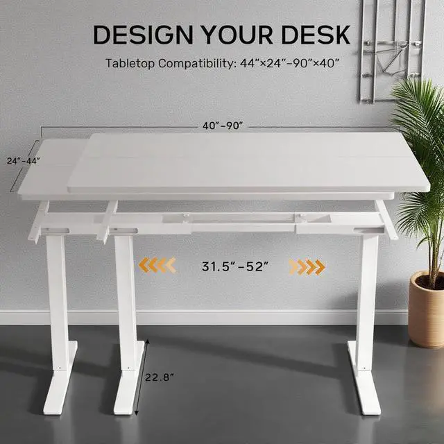 Alt view image 4 of 6 - Dual Motor Standing Desk Frame with 330 lbs, Electric Adjustable Legs, Compatible Desktop Size 40-90, 3 Memory Height Settings Stand up Desks Frame Workstation, Black Frame Only