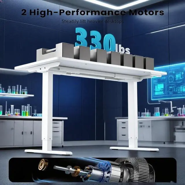 Alt view image 6 of 6 - Dual Motor Standing Desk Frame with 330 lbs, Electric Adjustable Legs, Compatible Desktop Size 40-90, 3 Memory Height Settings Stand up Desks Frame Workstation, Black Frame Only