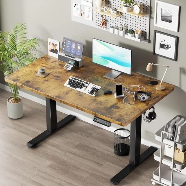 Alt view image 2 of 6 - Dual Motor Standing Desk Frame with 330 lbs, Electric Adjustable Legs, Compatible Desktop Size 40-90, 3 Memory Height Settings Stand up Desks Frame Workstation, Black Frame Only