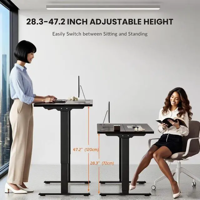 Alt view image 3 of 6 - Dual Motor Standing Desk Frame with 330 lbs, Electric Adjustable Legs, Compatible Desktop Size 40-90, 3 Memory Height Settings Stand up Desks Frame Workstation, Black Frame Only