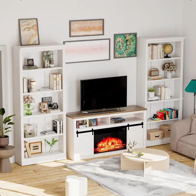 Alt view image 5 of 6 - 72" Bookcase and Bookshelf, 5-Tier Wood Bookcases with Shelves, Tall Floor Standing Book Shelf Storage Cabinet Home Decor Furniture for Living Room, Home Office 1 Pcs, White
