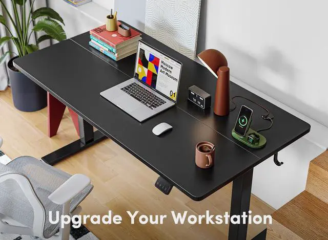 Alt view image 4 of 6 - Electric Standing Desk, 55 x 24 Inches Height Adjustable Stand up Desk, Sit Stand Home Office Desk, Computer Desk, Black