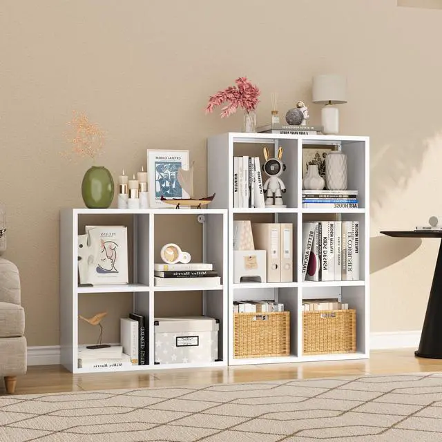Alt view image 5 of 6 - 6-Cube Bookcase,Open Metal Storage Display Bookshelf,Modern Display Shelf for Living Room, Study, Office (White, 6-Cube)