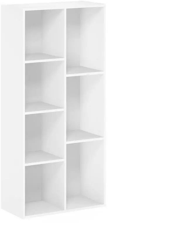 Main image of 7-Cube 41.7" Wooden Reversible Open Bookcase for Office, Living Room, White, Multifunctional Shelf Storage Organizer for Home Decor