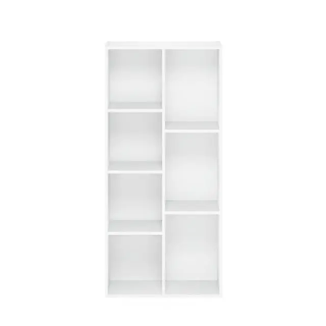 Alt view image 3 of 5 - 7-Cube 41.7" Wooden Reversible Open Bookcase for Office, Living Room, White, Multifunctional Shelf Storage Organizer for Home Decor
