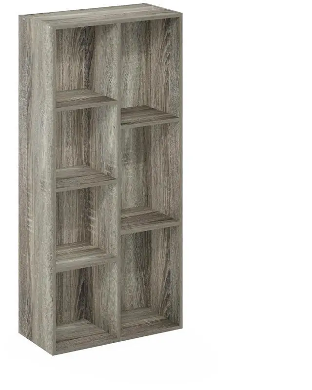 Main image of 7-Cube 41.7" Wooden Reversible Open Bookcase for Office, Living Room, French Oak, Multifunctional Shelf Storage Organizer for Home Decor