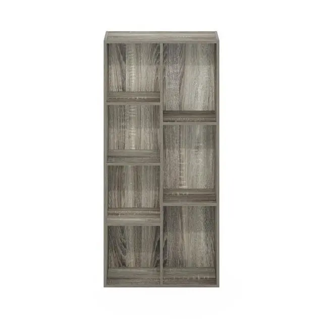 Alt view image 3 of 5 - 7-Cube 41.7" Wooden Reversible Open Bookcase for Office, Living Room, French Oak, Multifunctional Shelf Storage Organizer for Home Decor