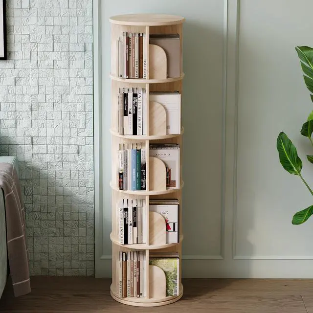 Alt view image 6 of 6 - Book Shelf - Log Rotating Bookshelf Tower,Standing Bookcase Storage Rack for Kids Adult,Suitable for 4-Layer Corner Bookshelf in Living Room, Study Room, Bedroom, and Classroom
