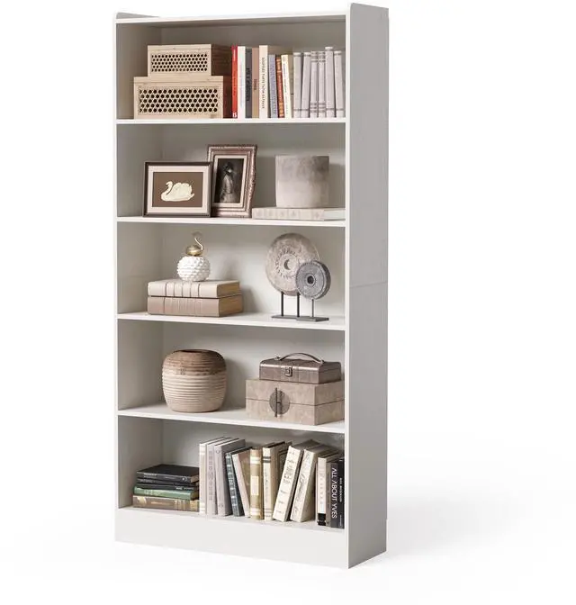 Main image of 72 Inch Tall Bookcase, Freestanding 6-Tier Library Bookshelf with Closed Shelves, Large Open Bookcases Organizer Wooden Display Shelving Unit for Bedroom Living Room Office, White