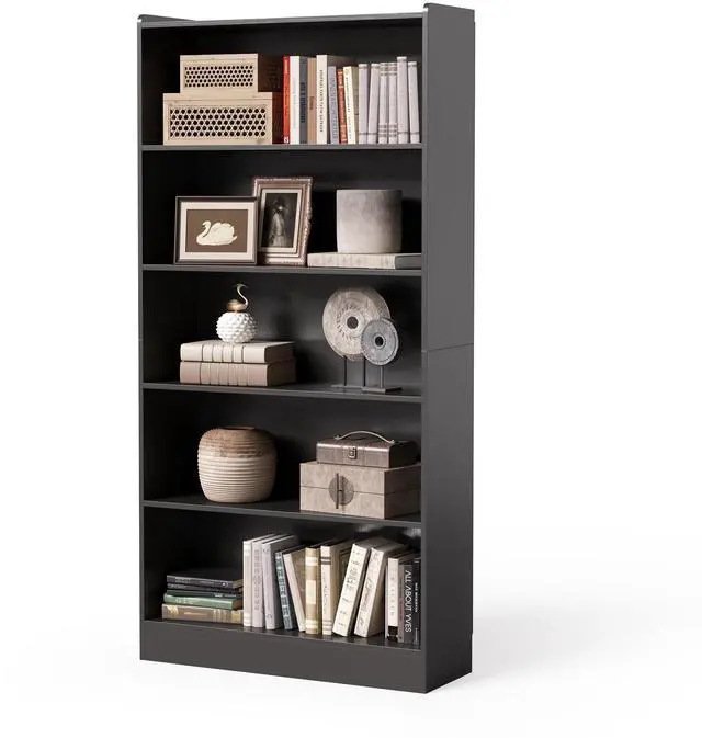 Main image of 72 Inch Tall Bookcase, Freestanding 6-Tier Library Bookshelf with Closed Shelves, Large Open Bookcases Organizer Wooden Display Shelving Unit for Bedroom Living Room Office, Black