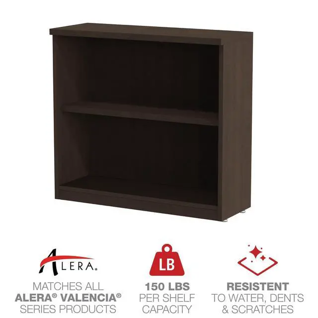 Alt view image 4 of 6 - ALEVA633032ES 31.75 in. x 14 in. x 29.5 in. Valencia Series 2-Shelf Bookcase - Espresso