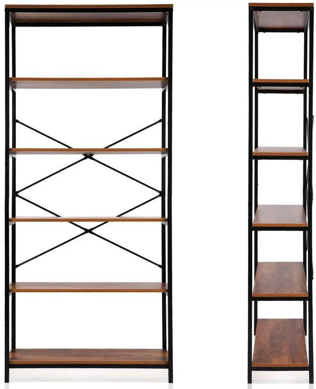 Main image of Modrine 5 Shelf Bookcase, Tall Bookshelf Industrial Style Bookshelves Vintage Standing Storage Shelf Units
