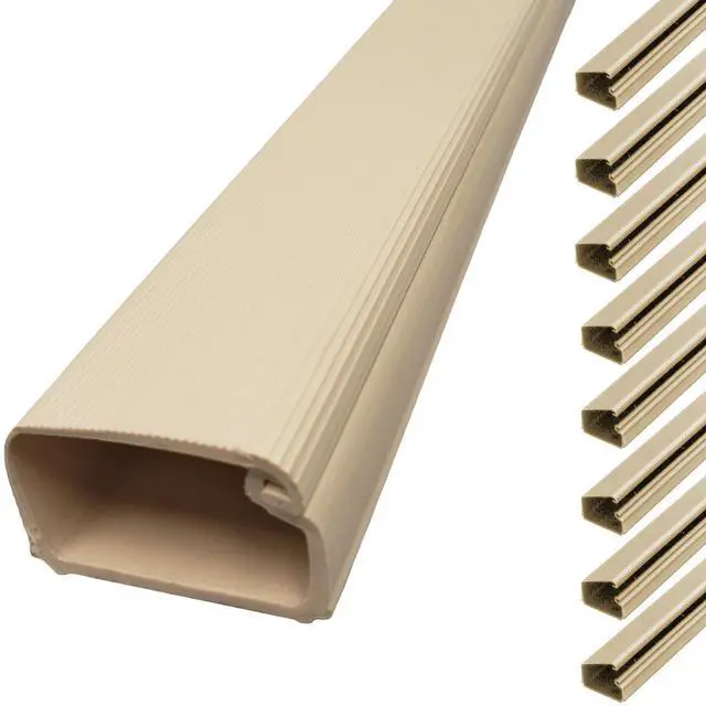 Main image of 3/4" Locking Channel Raceway Cord Concealer and Wire Hider Cable Manager - 46 Inch - Beige - 10 Pack