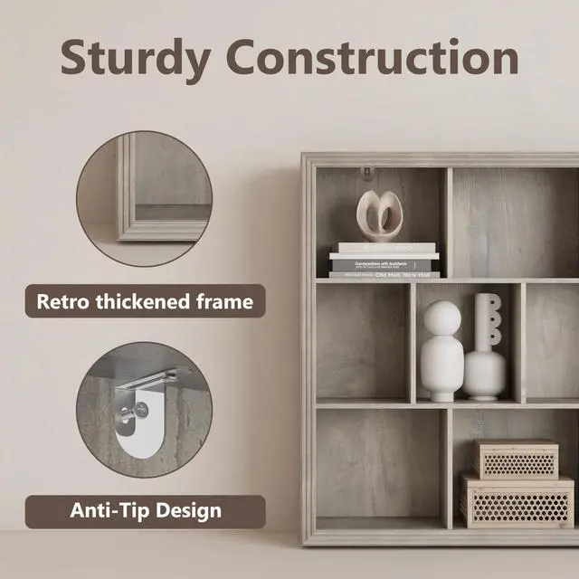 Alt view image 4 of 6 - Wooden 10-Cube Storage Organizer, 3-Tier Bookshelf, Wood Grey Bookshelf, Bookcase, Cubical Storage Shelf with 3 Removable Back Panels for Bedroom Home and Office