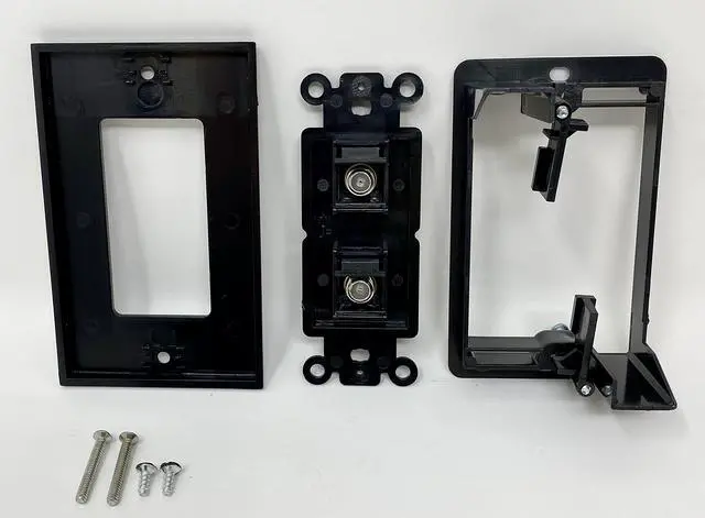 Alt view image 2 of 3 - 2 Port Coax Decorative Type Wall Plate - Black - Bracket Included - 10 Pack
