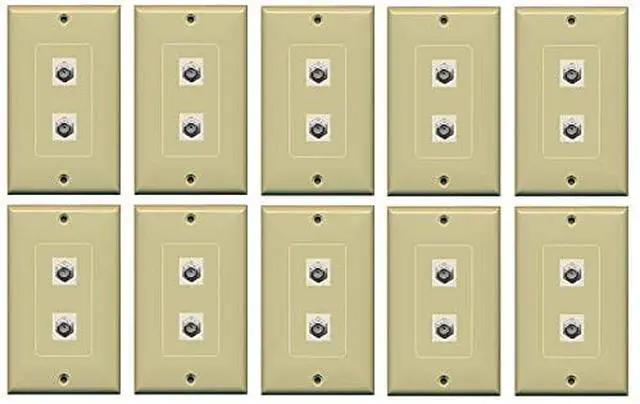 Main image of 2 Port Coax Decorative Type Wall Plate - Ivory - Bracket Included (10 Pack)