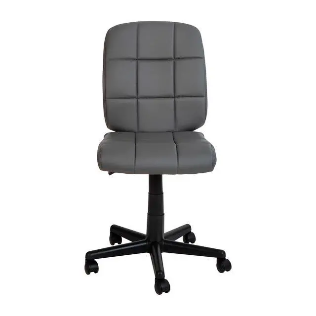 Alt view image 5 of 6 - Mid-Back Gray Quilted Vinyl Swivel Task Office Chair - Home Office Chair
