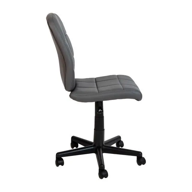 Alt view image 6 of 6 - Mid-Back Gray Quilted Vinyl Swivel Task Office Chair - Home Office Chair