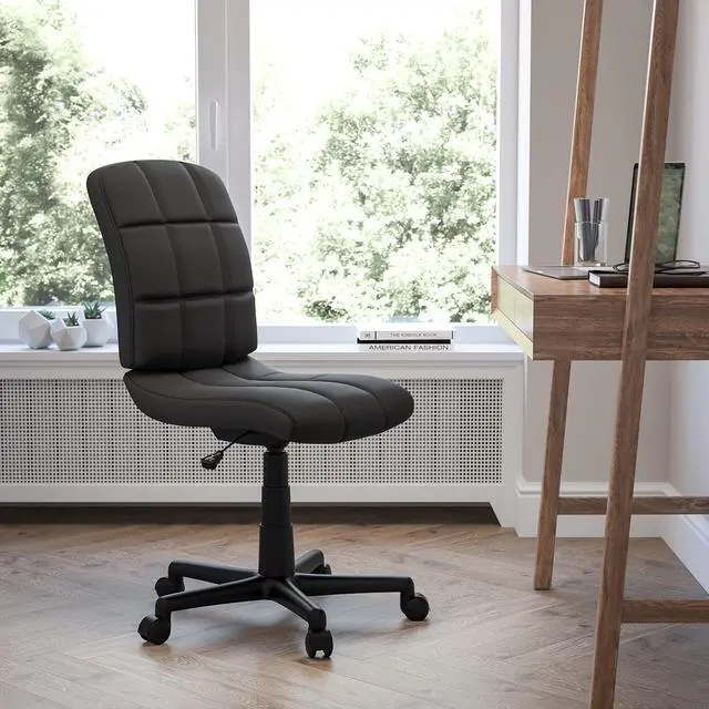 Main image of Mid-Back Black Quilted Vinyl Swivel Task Office Chair