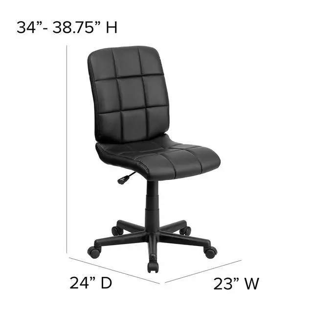 Alt view image 2 of 6 - Mid-Back Black Quilted Vinyl Swivel Task Office Chair