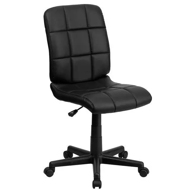 Alt view image 3 of 6 - Mid-Back Black Quilted Vinyl Swivel Task Office Chair