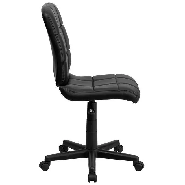 Alt view image 6 of 6 - Mid-Back Black Quilted Vinyl Swivel Task Office Chair