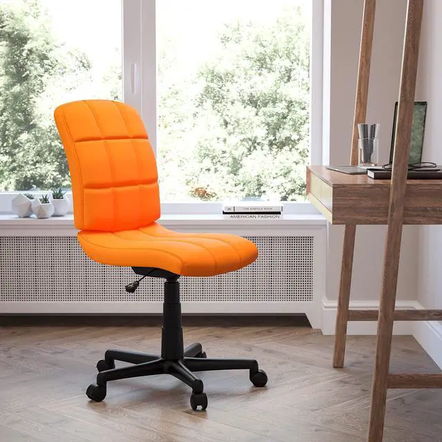 Main image of Mid-Back Orange Quilted Vinyl Swivel Task Office Chair