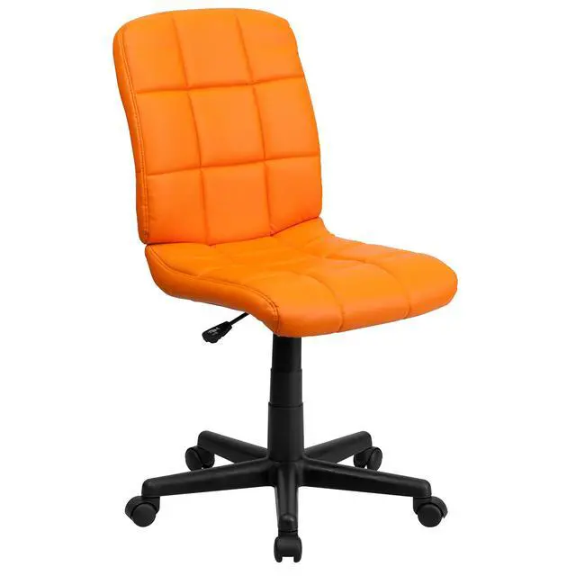 Alt view image 3 of 6 - Mid-Back Orange Quilted Vinyl Swivel Task Office Chair