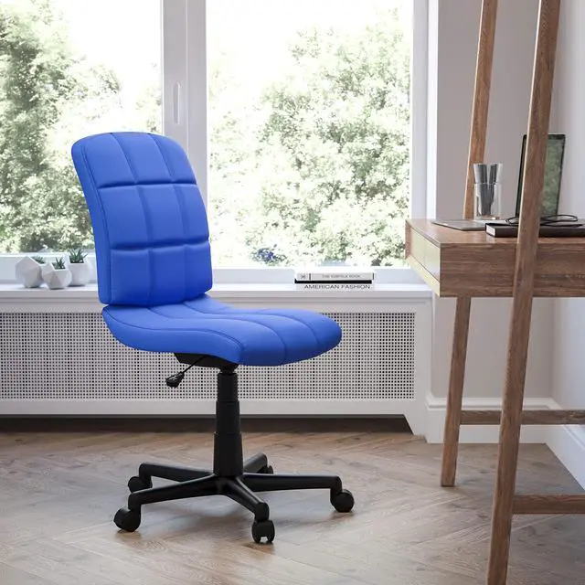 Main image of Mid-Back Blue Quilted Vinyl Swivel Task Office Chair