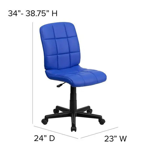 Alt view image 2 of 6 - Mid-Back Blue Quilted Vinyl Swivel Task Office Chair