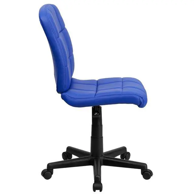 Alt view image 6 of 6 - Mid-Back Blue Quilted Vinyl Swivel Task Office Chair
