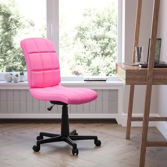 Main image of Mid-Back Pink Quilted Vinyl Swivel Task Office Chair