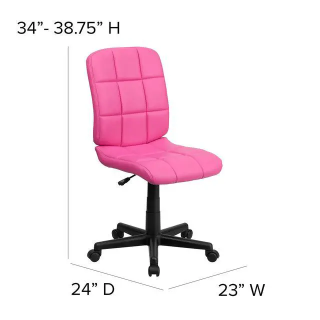 Alt view image 2 of 6 - Mid-Back Pink Quilted Vinyl Swivel Task Office Chair