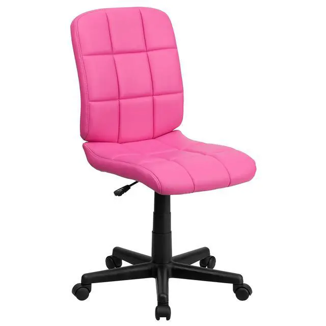 Alt view image 3 of 6 - Mid-Back Pink Quilted Vinyl Swivel Task Office Chair