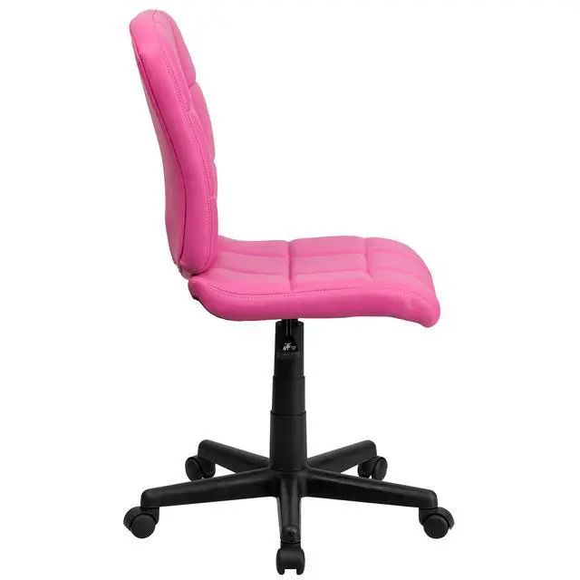 Alt view image 6 of 6 - Mid-Back Pink Quilted Vinyl Swivel Task Office Chair