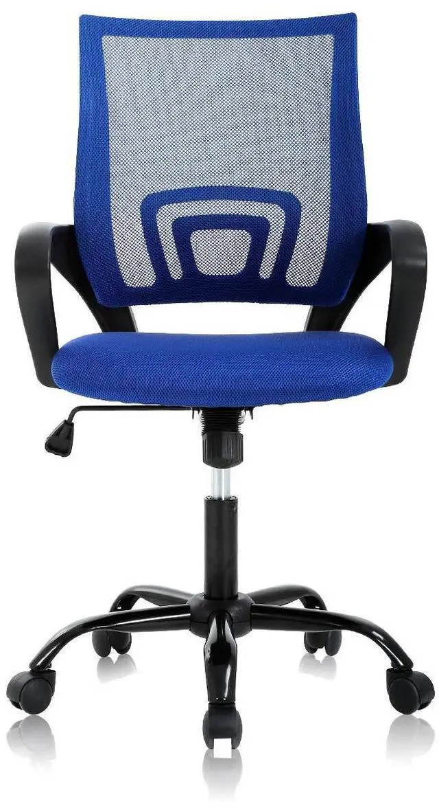 Main image of Ergonomic Mid Back Mesh Office Desk Chair with Lumbar Support & Armrest - Modern Adjustable Height Swivel Task Executive Chair for Women & Men, Blue