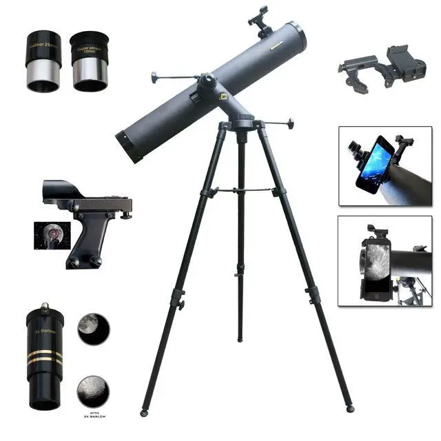 Alt view image 2 of 3 - 1000mm X 120mm Reflector Telescope with Smartphone Photo/Video Adapter